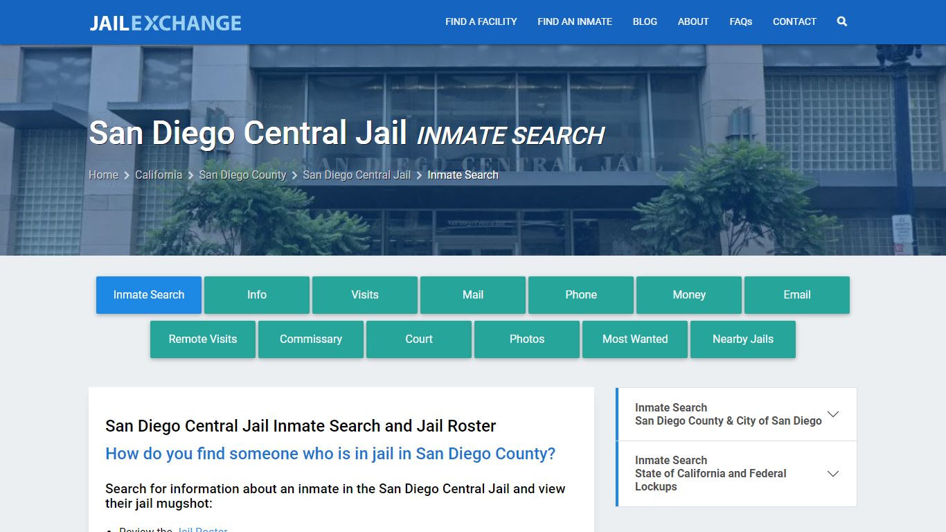 Inmate Search: Roster & Mugshots - San Diego Central Jail, CA